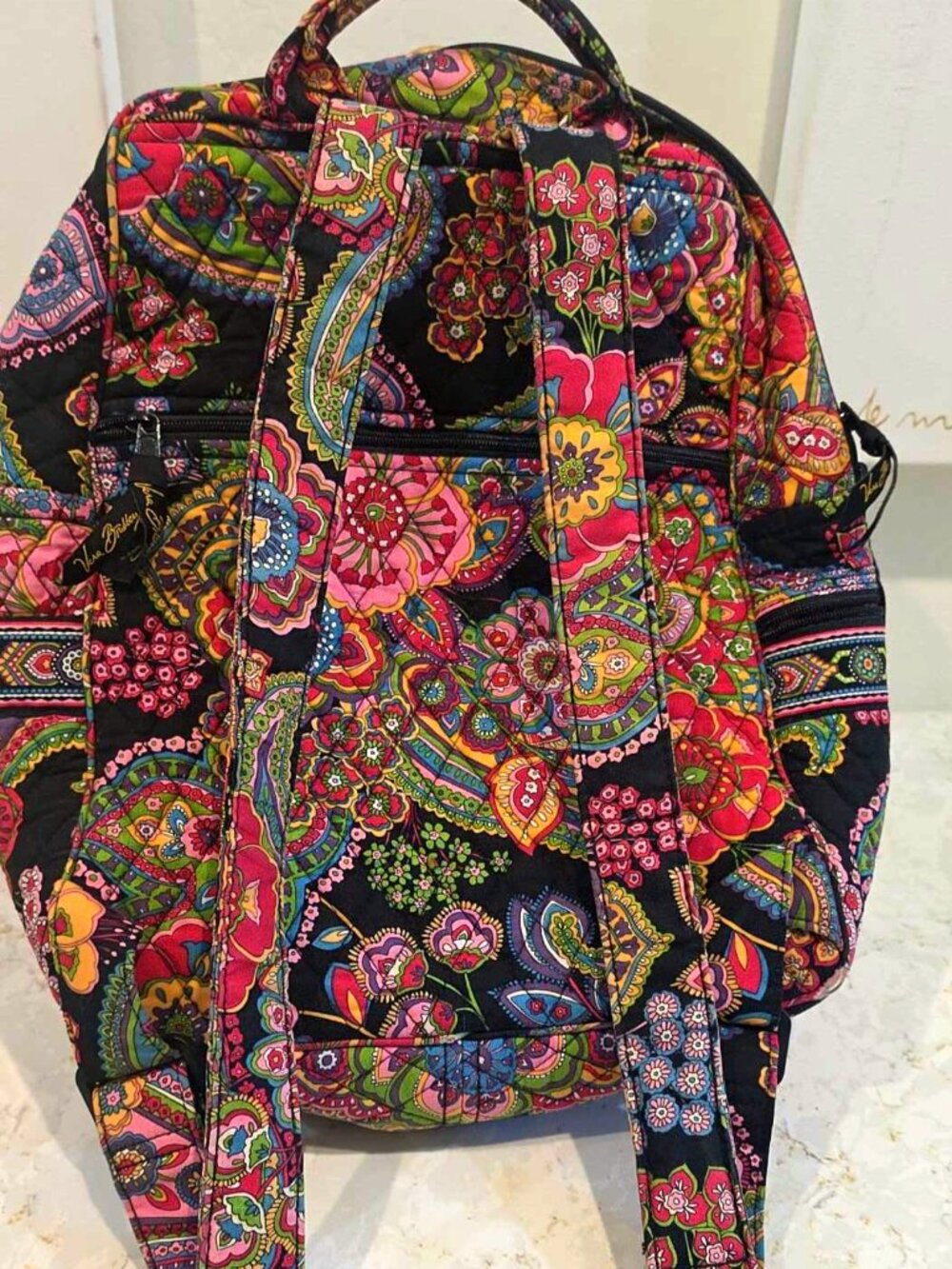 Vera Bradley Multicolor Floral Quilted Backpack w/Bonus UD Holder 17x14", EUC - Picture 9 of 16